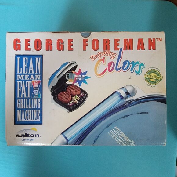 VTG NIB Retro George Foreman Grill NEW Grilling Colors Blue With Warmer - Picture 5 of 8